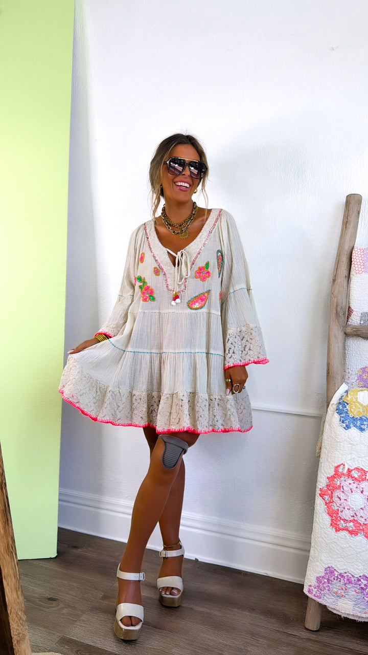 Mango Sweets Mini Dress, Natural Multi
