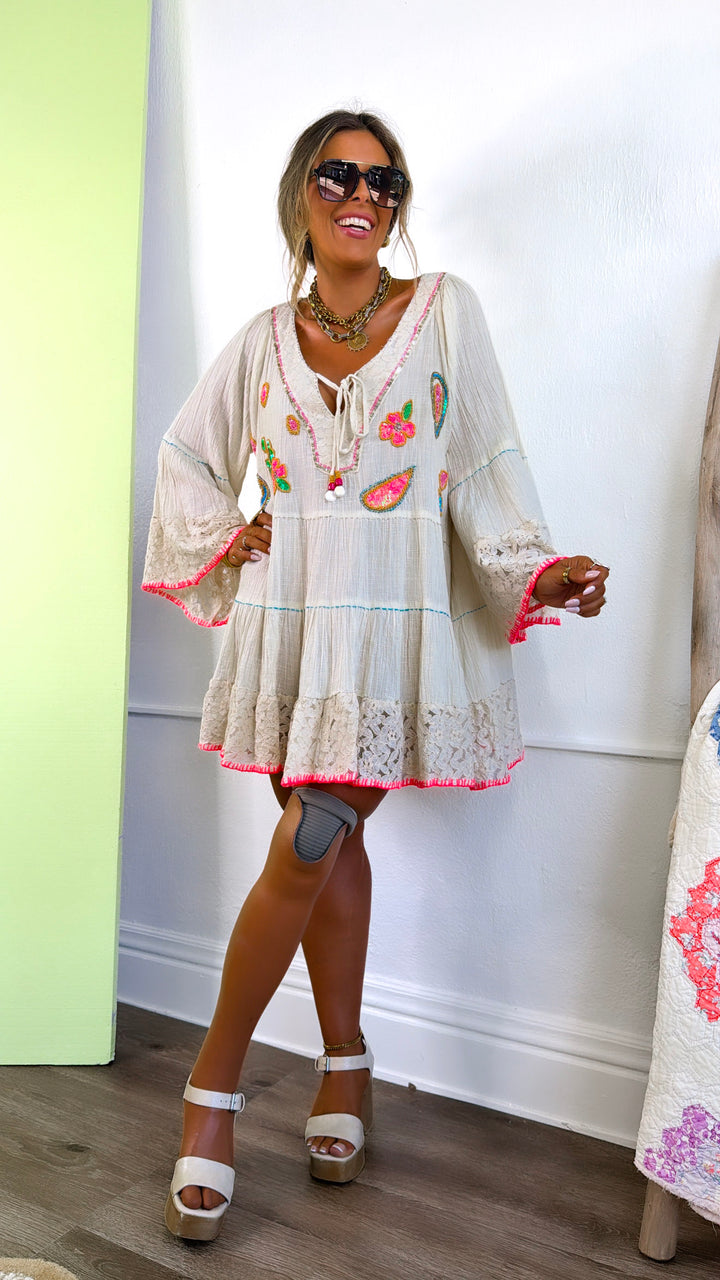 Mango Sweets Mini Dress, Natural Multi