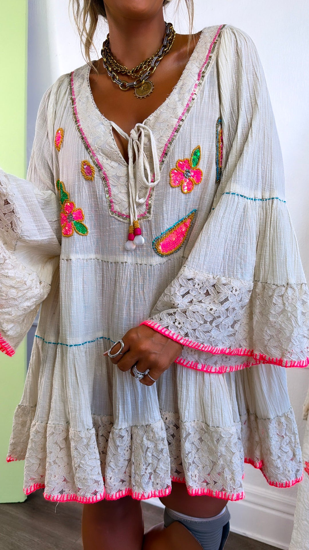 Mango Sweets Mini Dress, Natural Multi