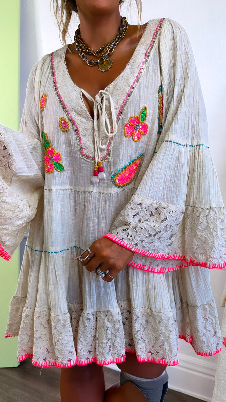 Mango Sweets Mini Dress, Natural Multi