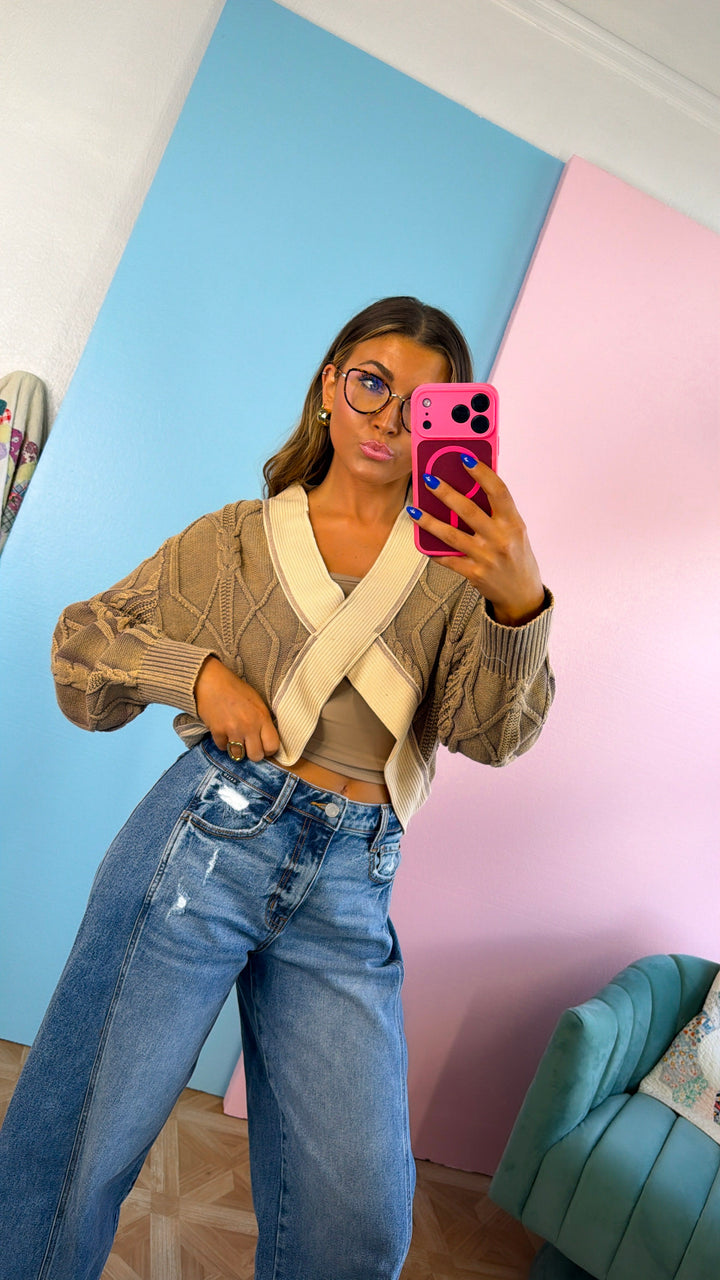 Texture Criss Cross Top, Dusty Choco