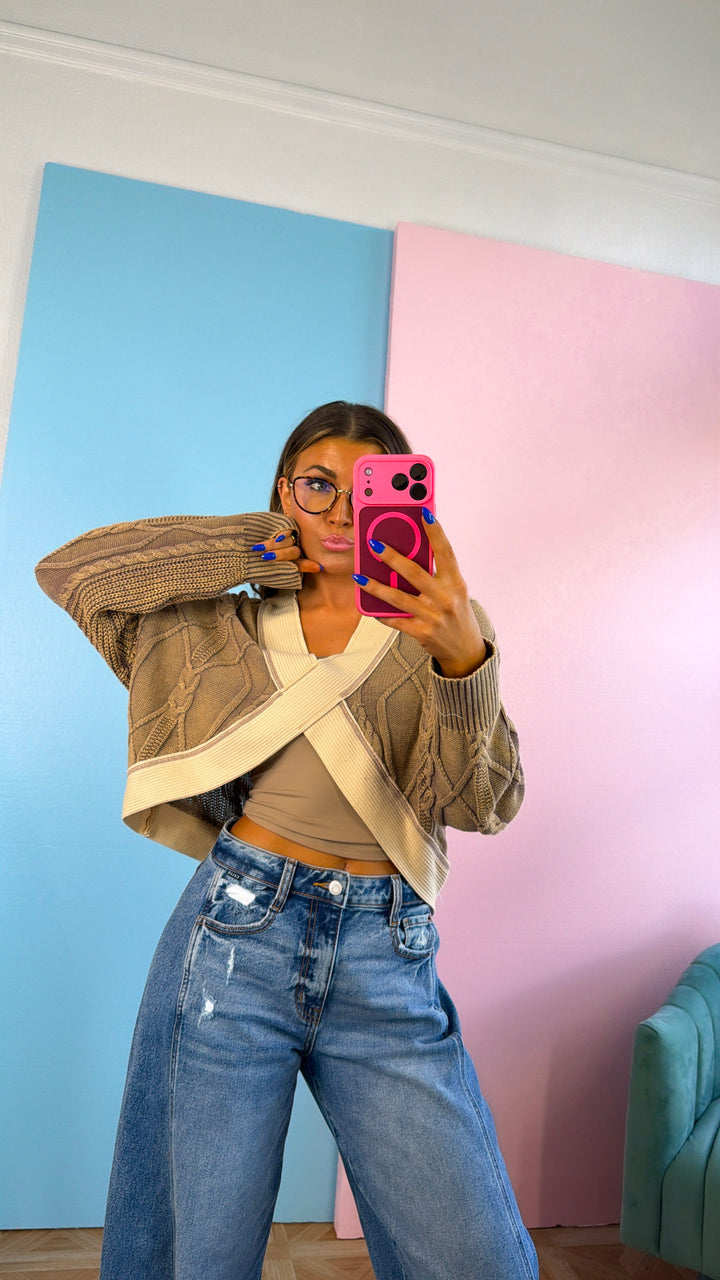 Texture Criss Cross Top, Dusty Choco