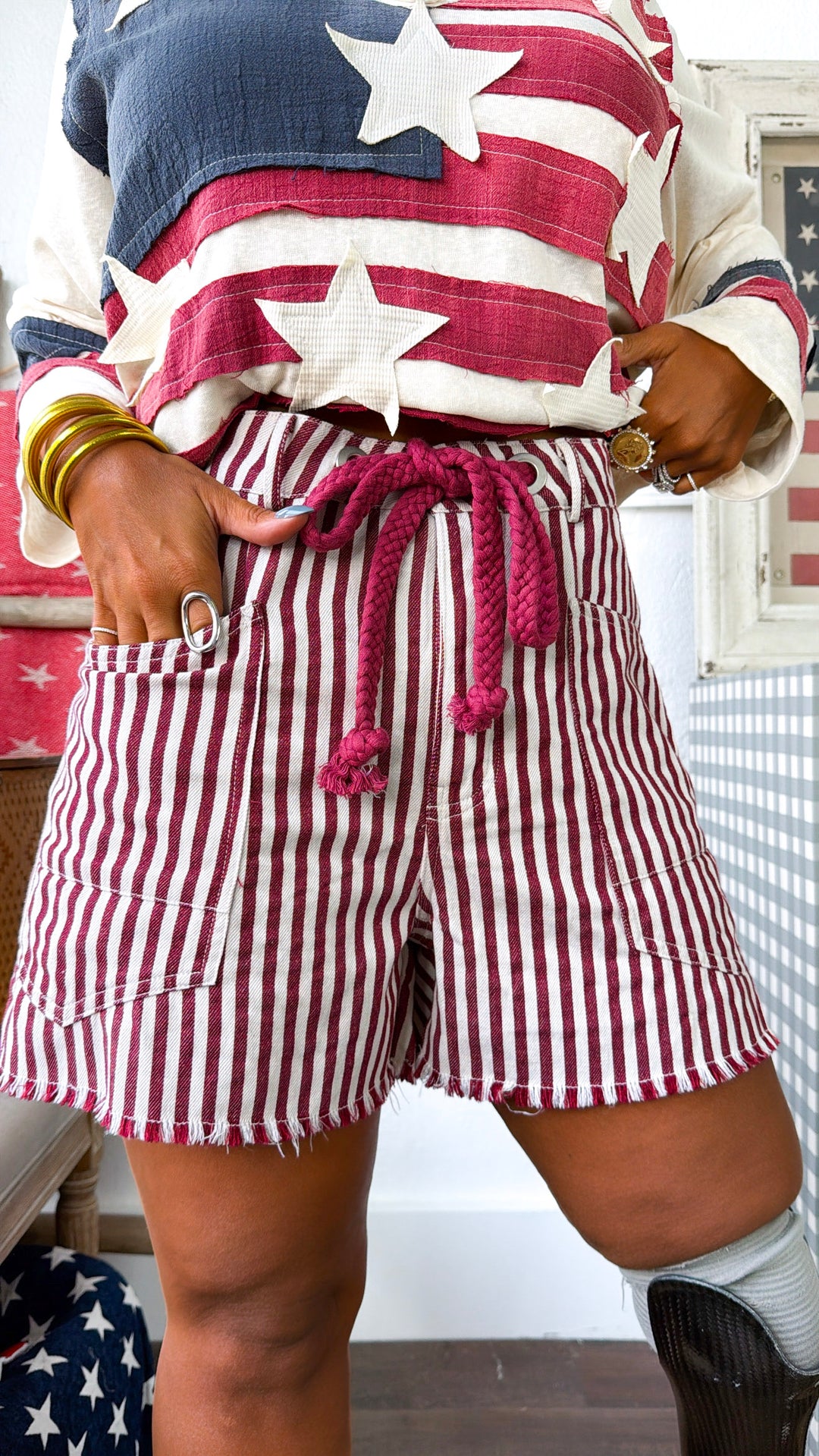 Bay Street Rope Tie Shorts, Raspberry
