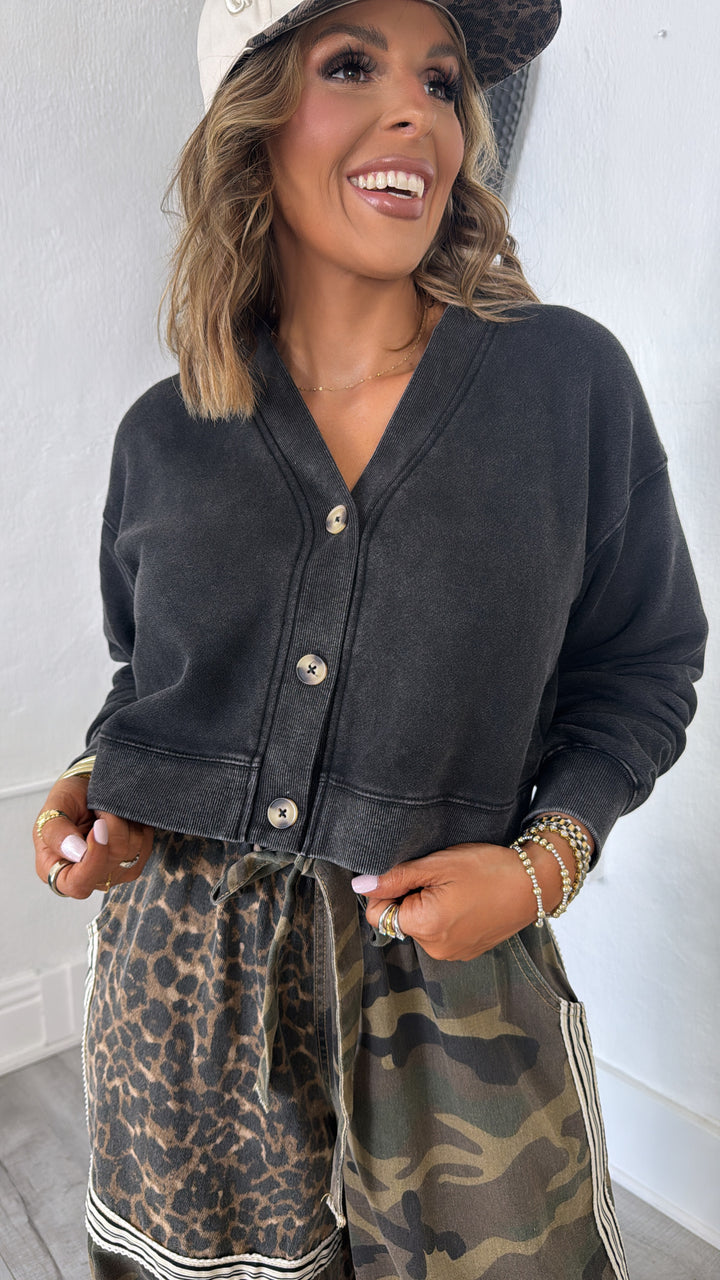 Morning Mist Knit Cardigan, Black