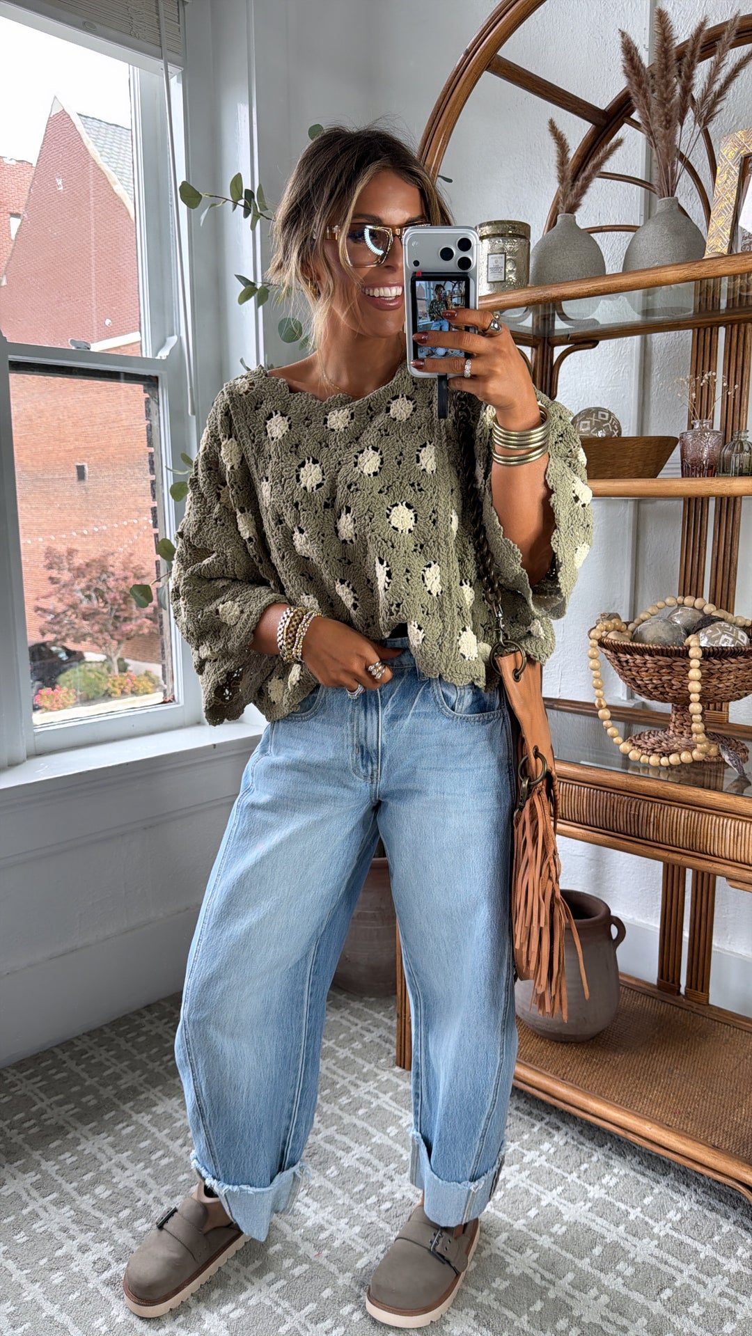 Emberlynn Knit Top, Olive/Almond