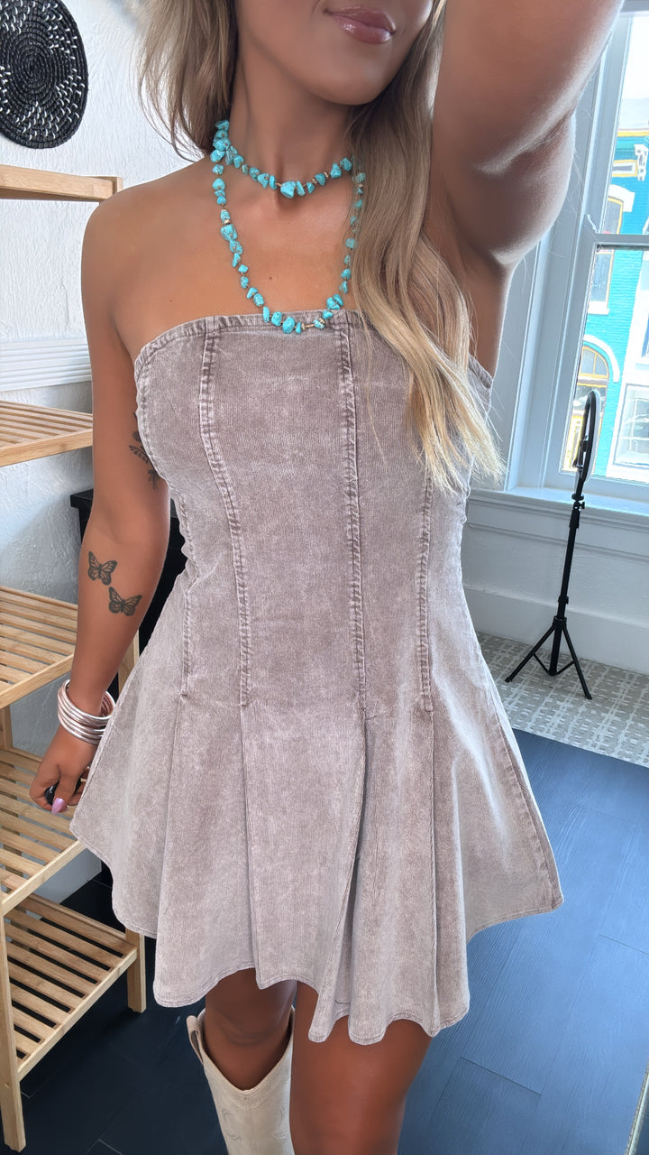 Western City Streets Mini Dress, Brown