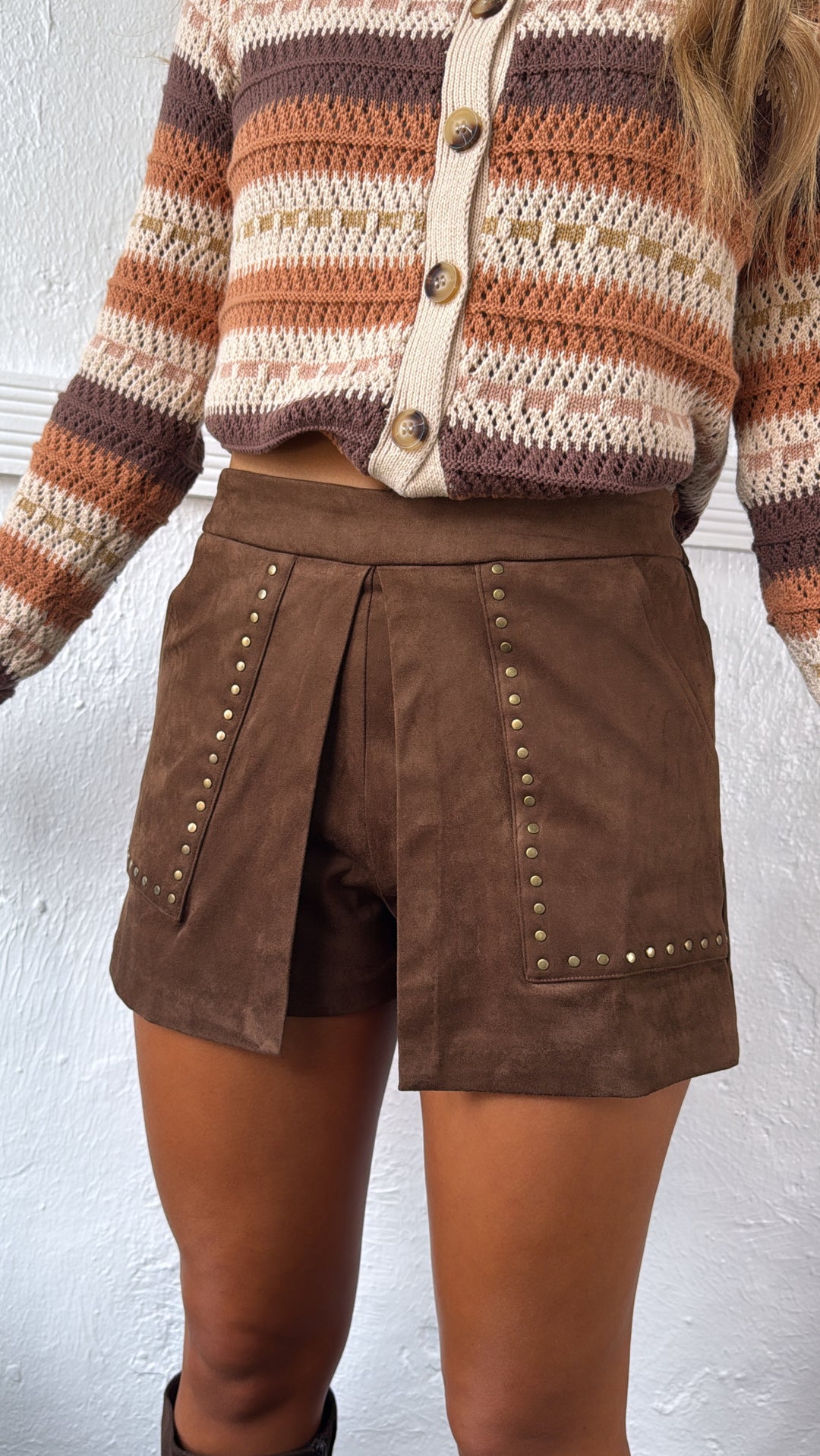 Maple Street Studded Skort, Brown