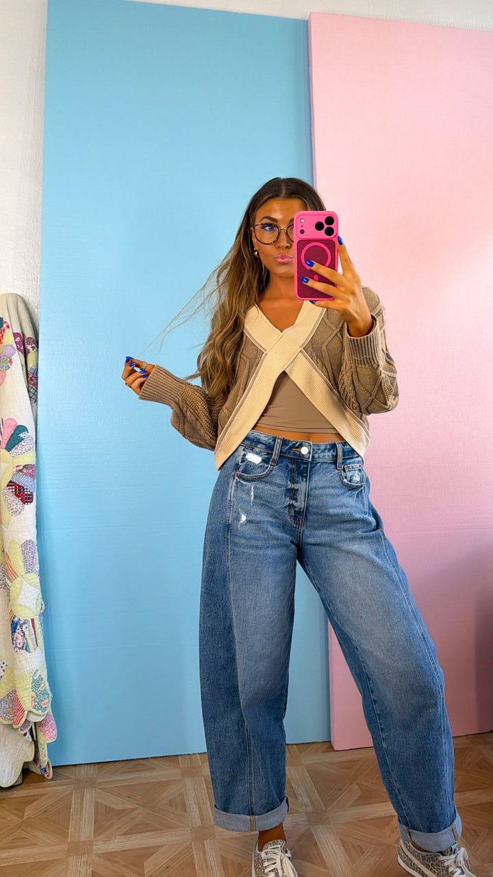 Texture Criss Cross Top, Dusty Choco