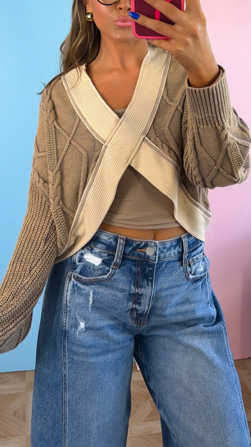 Texture Criss Cross Top, Dusty Choco