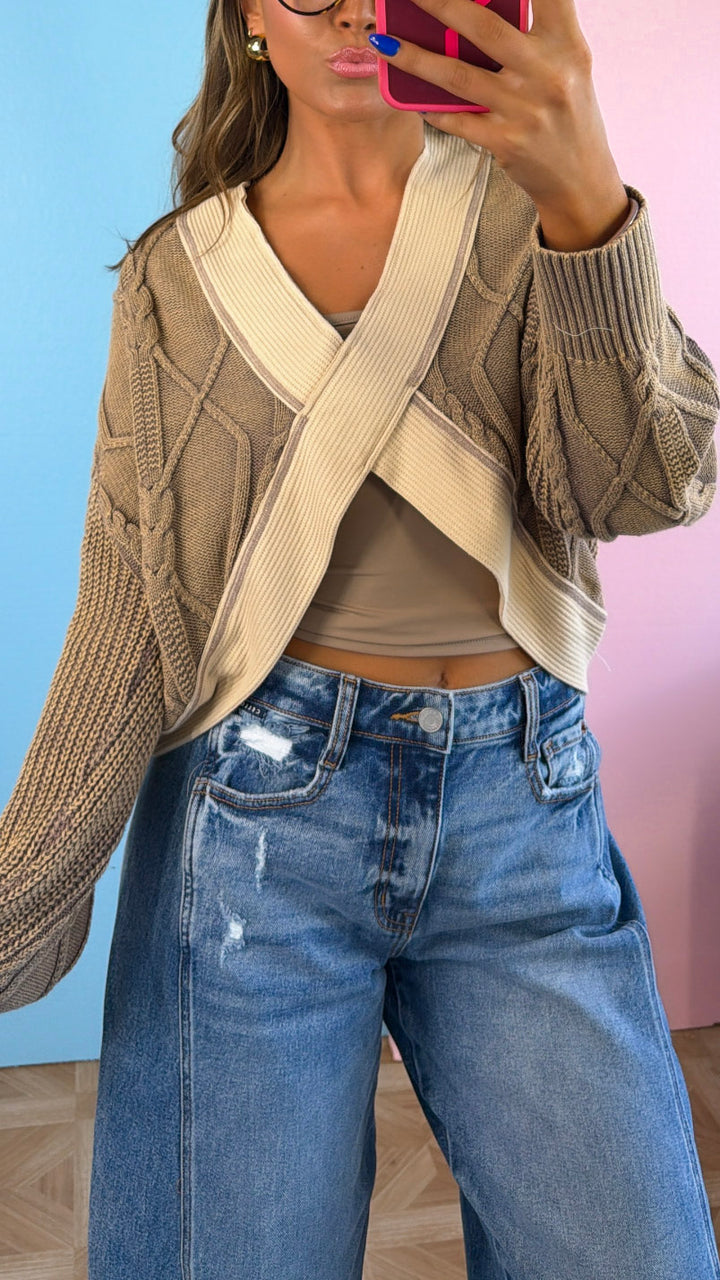 Texture Criss Cross Top, Dusty Choco