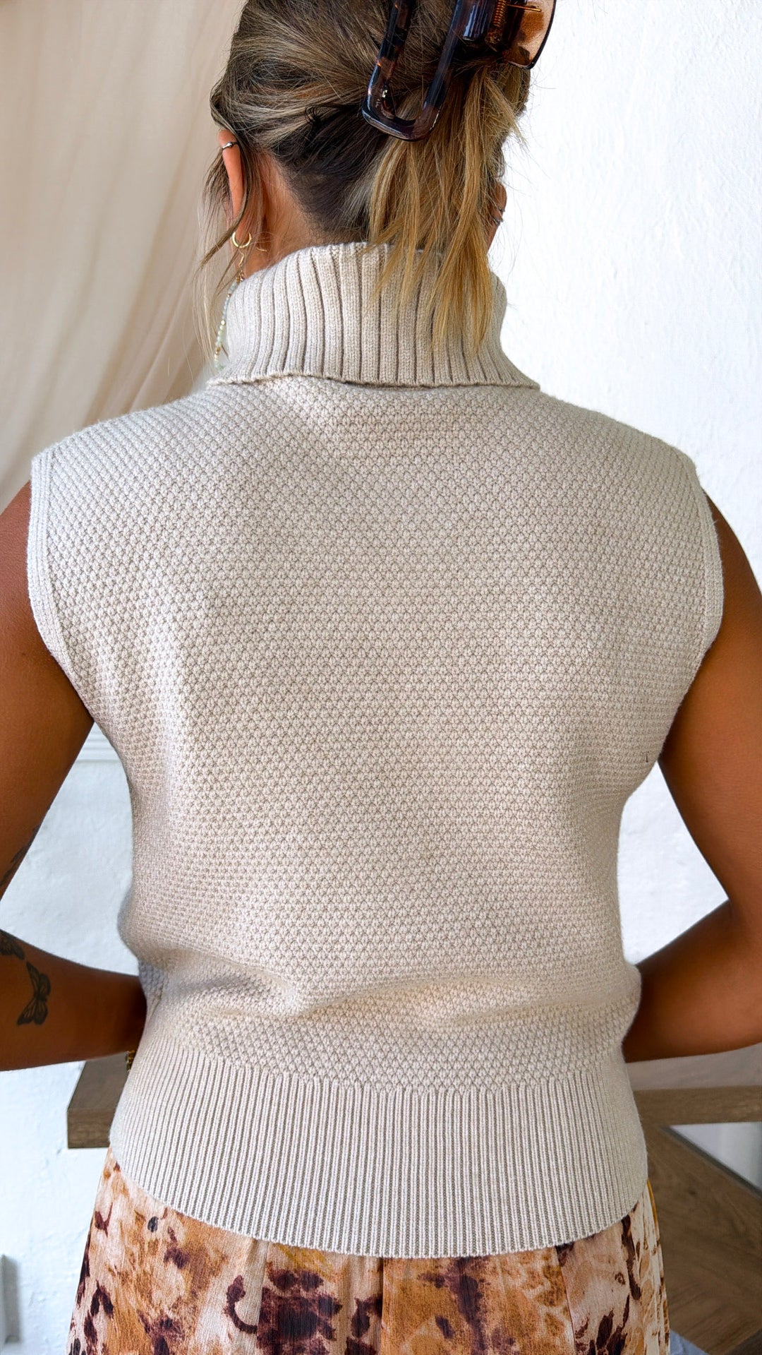 Turtleneck Sweater Vest, Taupe