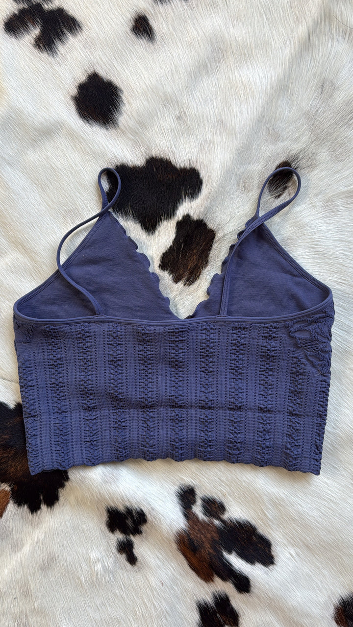 Lace Texture Bralette, Crown Blue