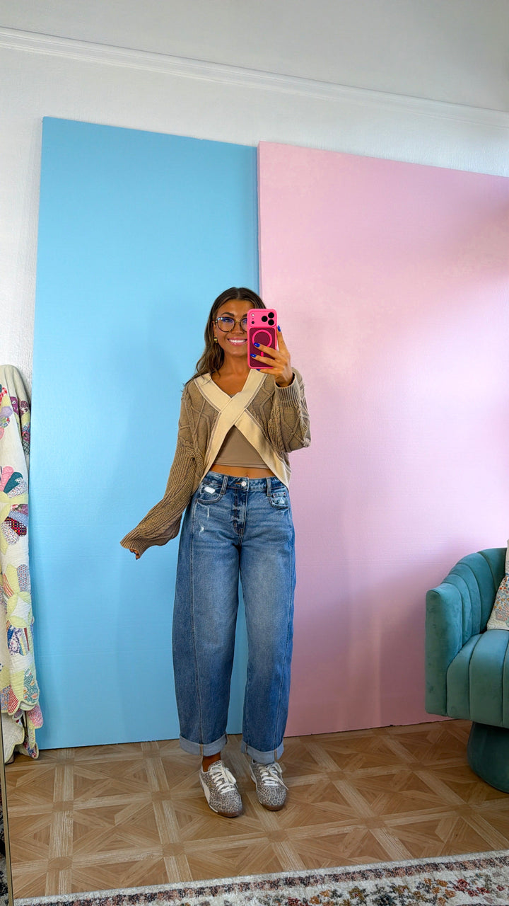 Texture Criss Cross Top, Dusty Choco