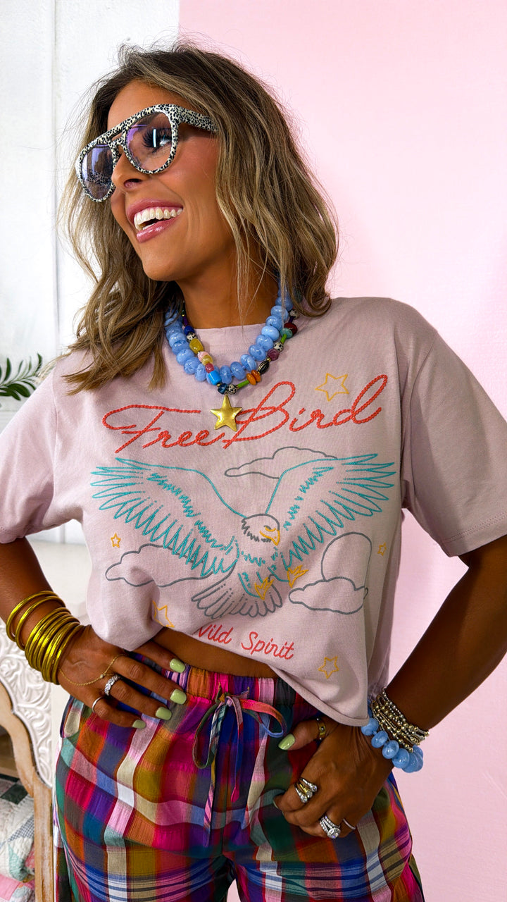 Cropped Free Bird Tee, Rose