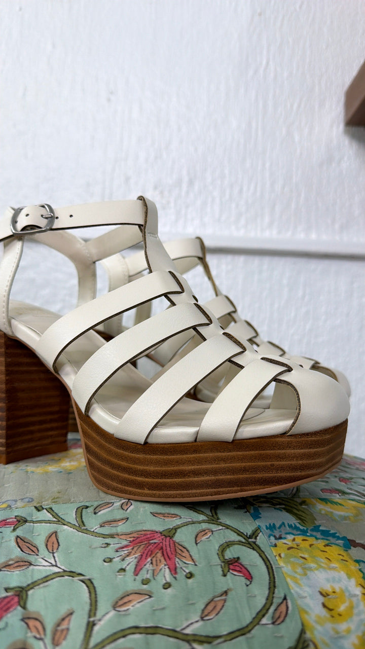 Hailee Gladiator Block Heel, White