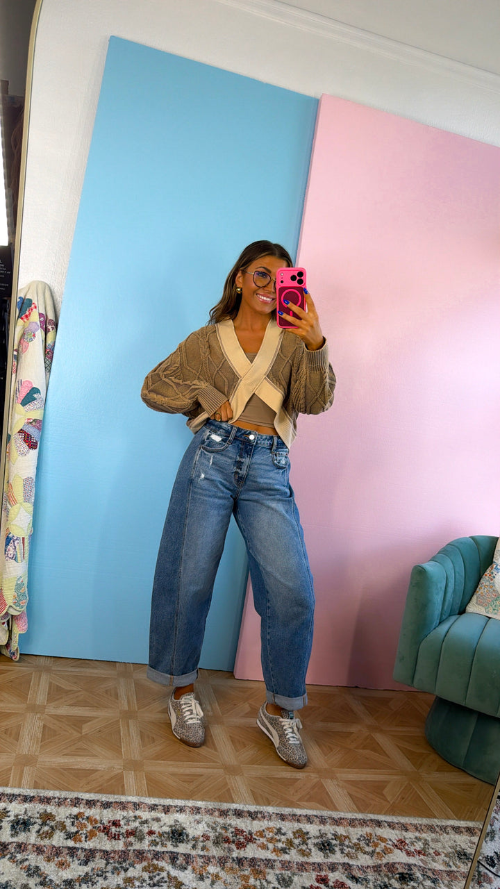 Texture Criss Cross Top, Dusty Choco