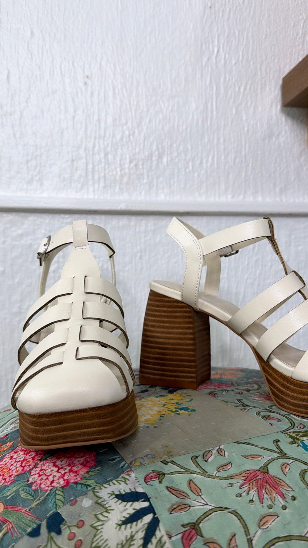 Hailee Gladiator Block Heel, White