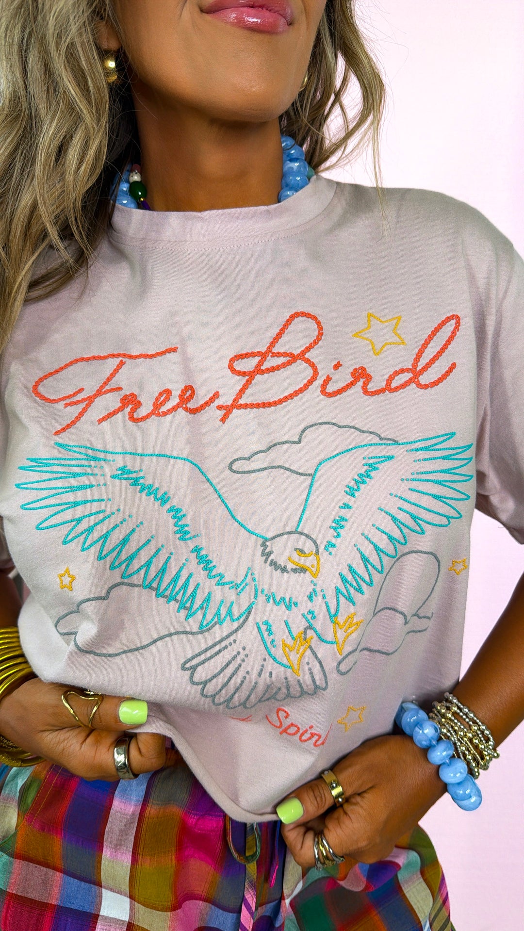 Cropped Free Bird Tee, Rose