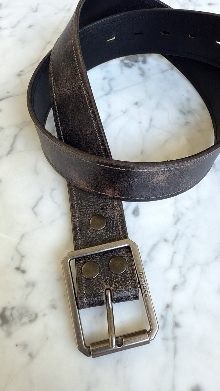 Bedstu Meander Leather Belt, Black Lux