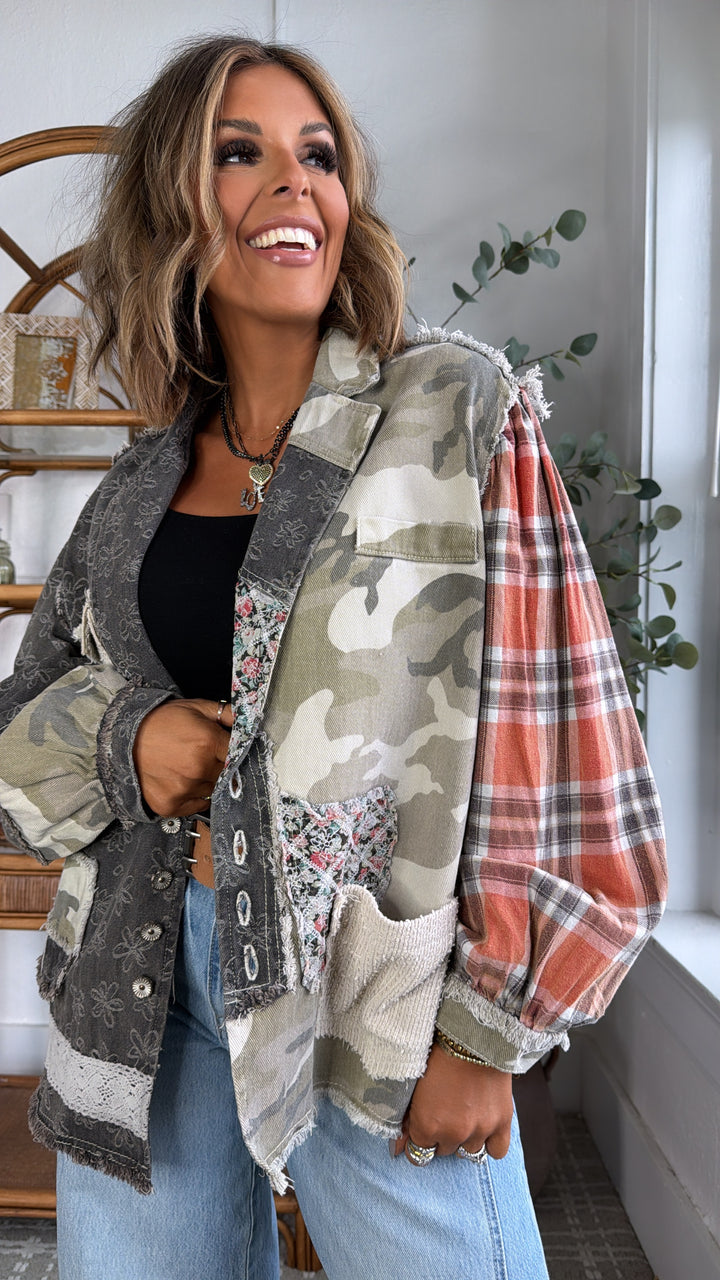 Camo Petal Jacket, Black