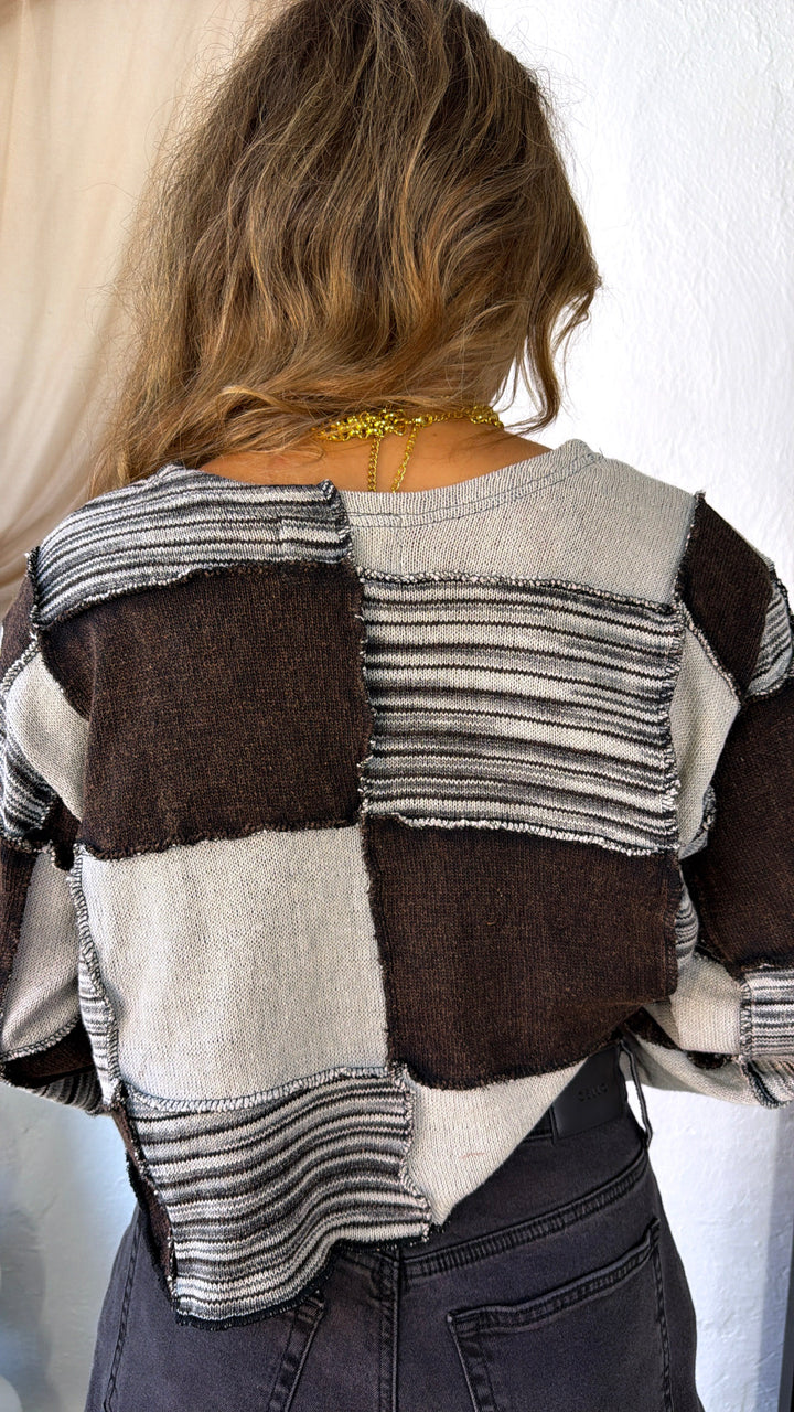 Square Patch Sweater, Black