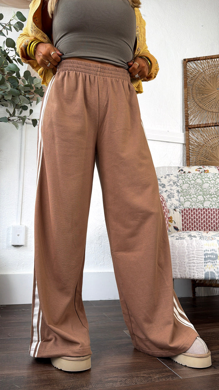 Track Style Relaxed Pants, Mocha
