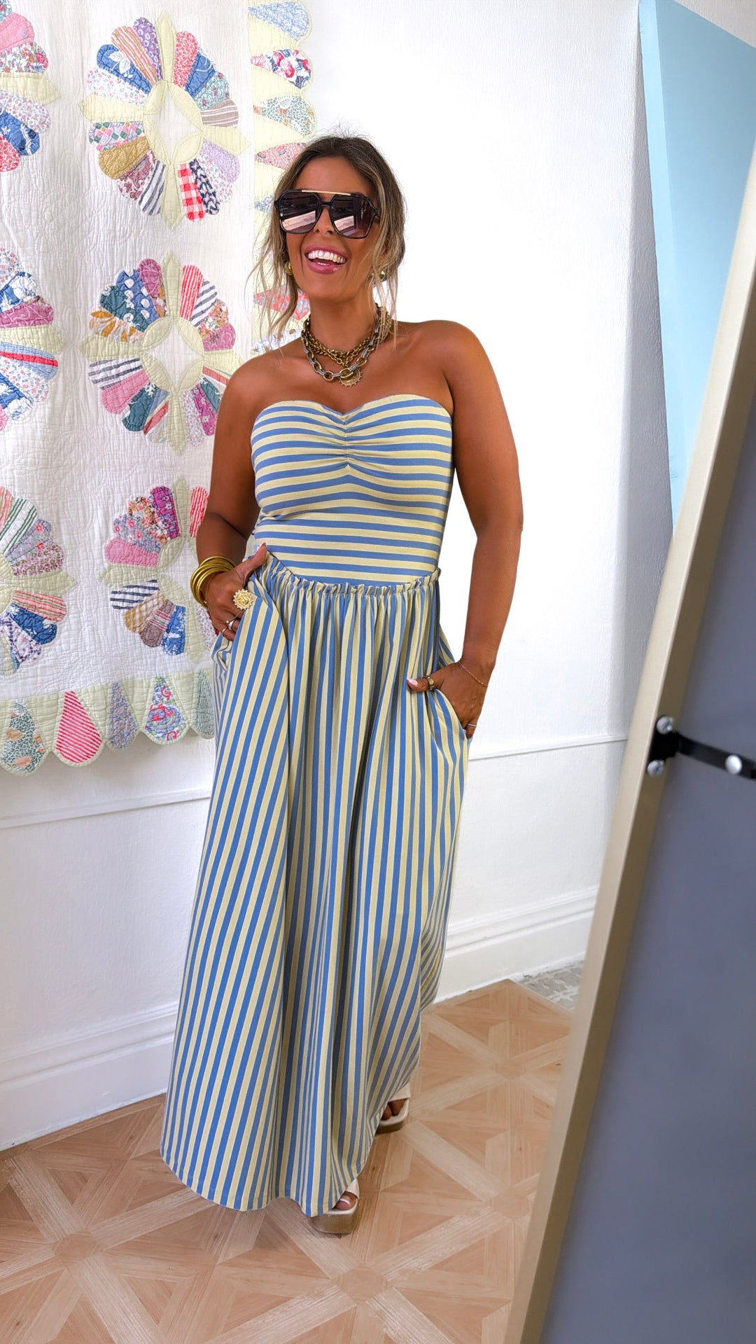 The Grandview Midi Dress, Daisy/Blue