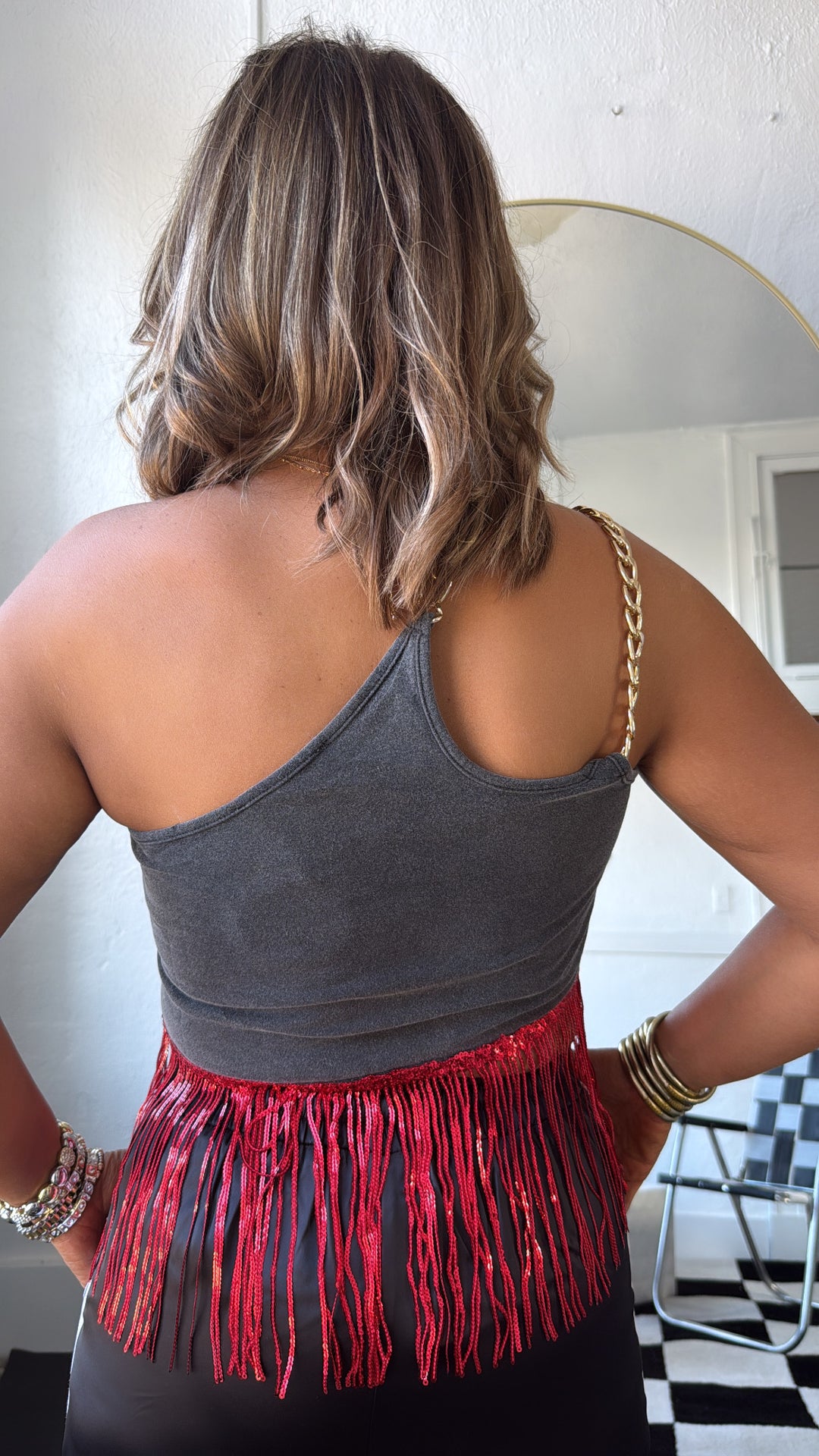 Football Season Chain Tank, Black