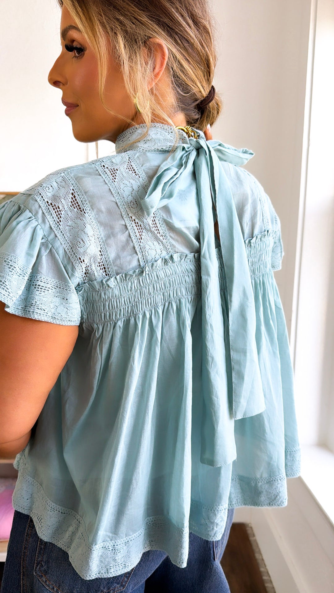 Open Winds Blouse, Seafoam