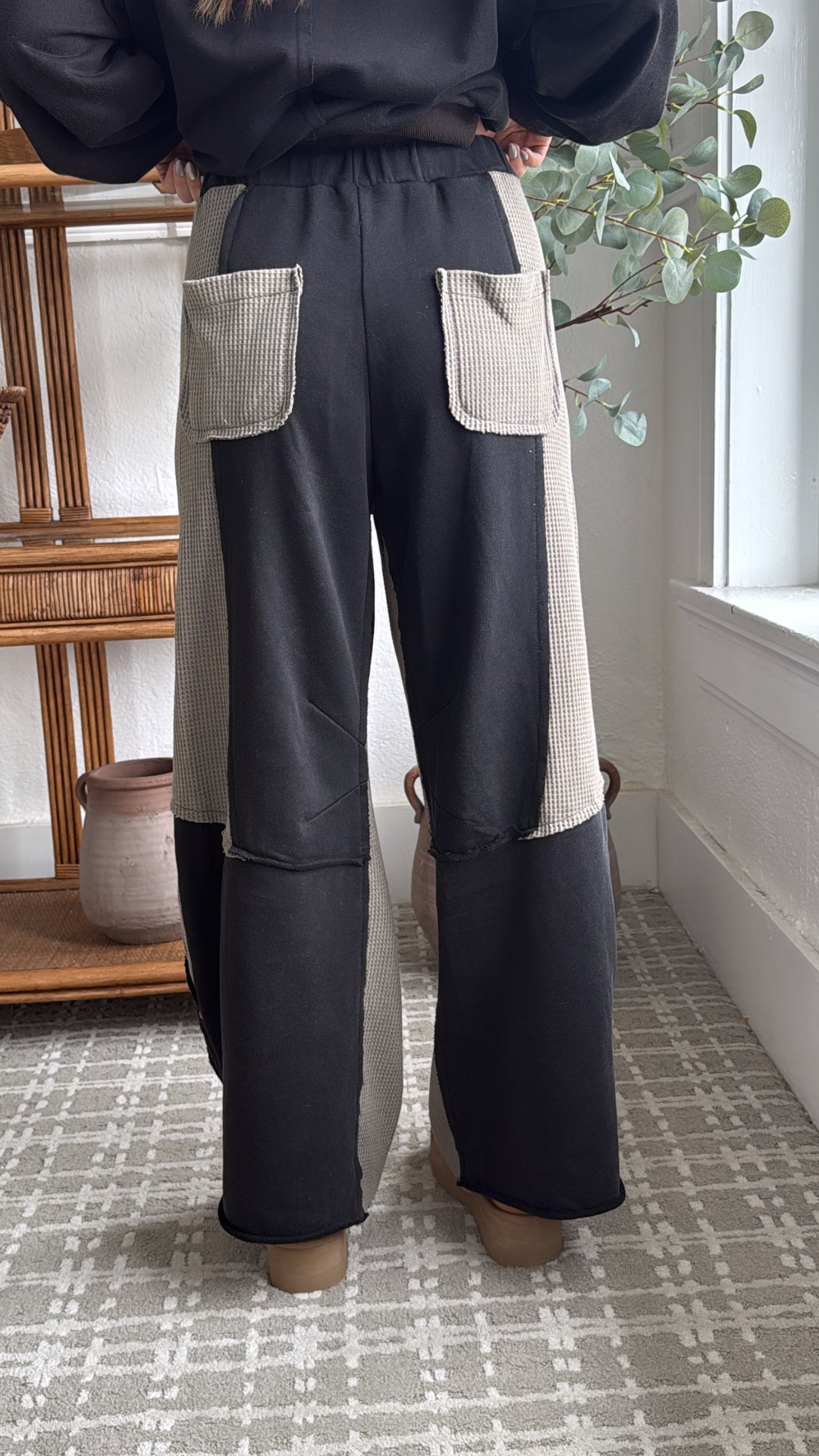 Urban Chic Waffle Knit Pant, Black