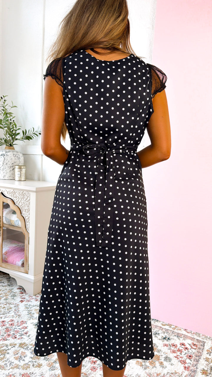 Simple In Dots Dress, Black/Ivory