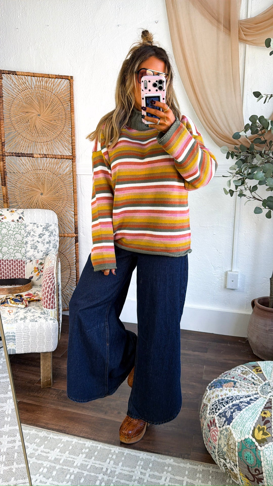 Harlen Multi Stripe Sweater, Olive