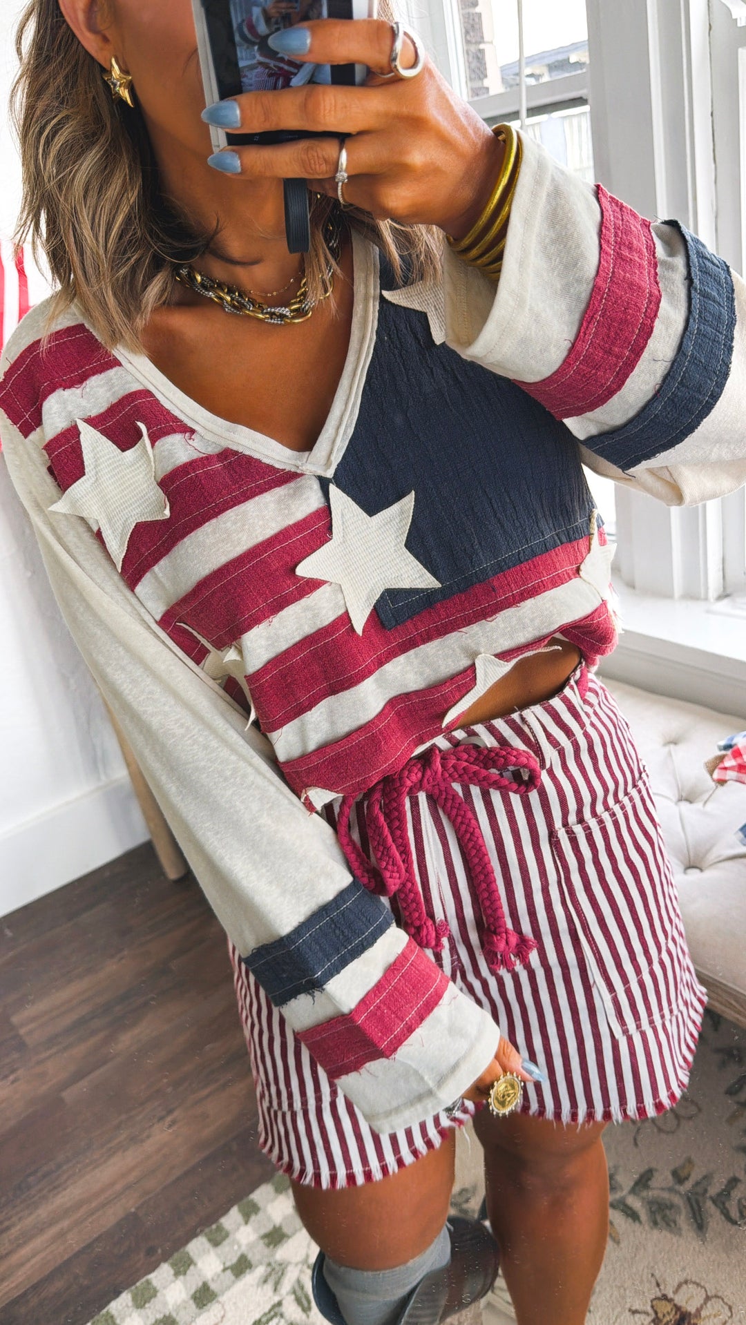 American Dream Top, Cream Multi
