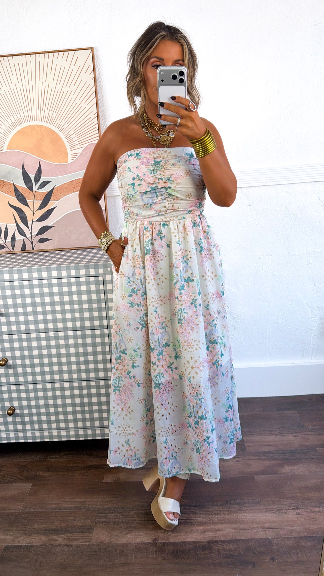 Blooming Springs Tube Top Midi Dress, Multi