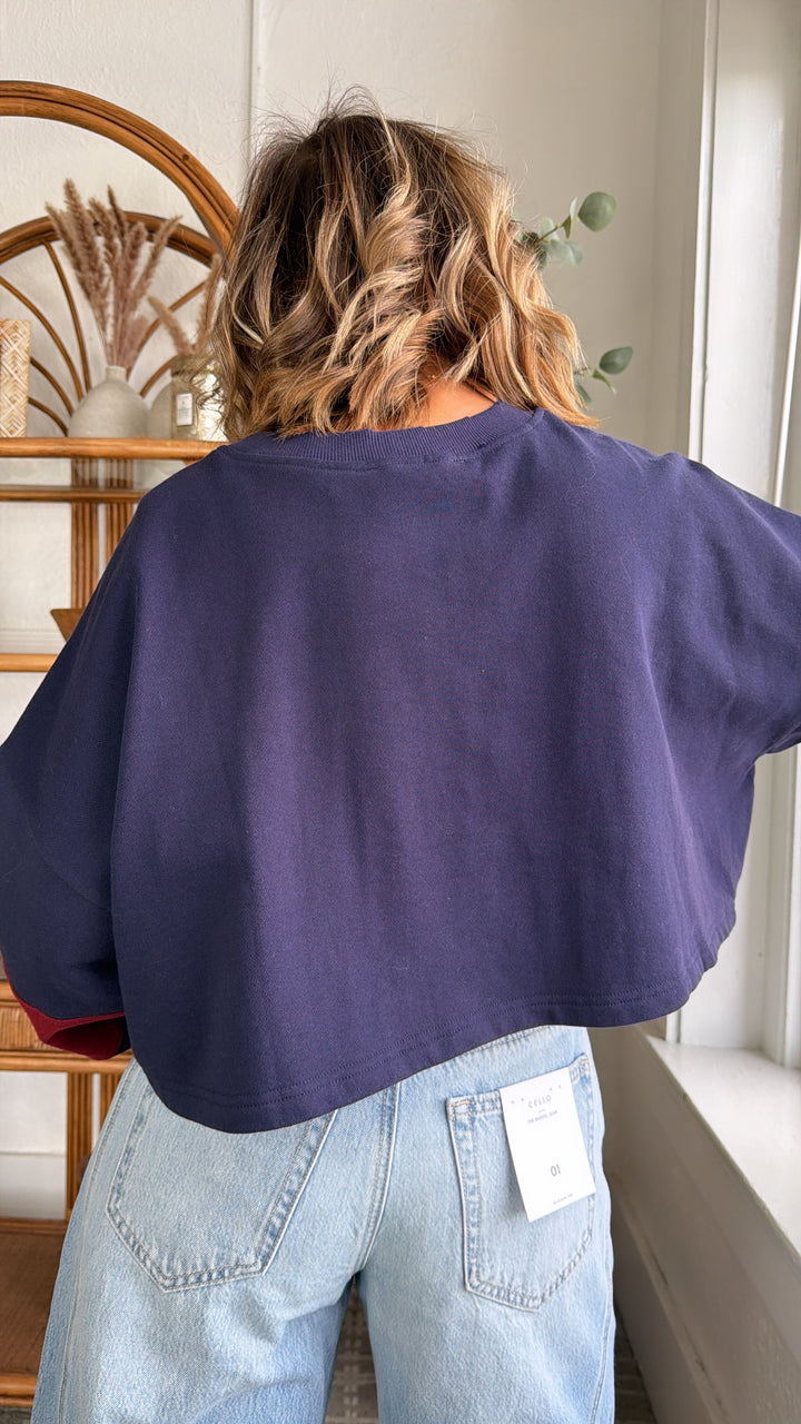 The Ivy Stripe Top, Navy/Maroon