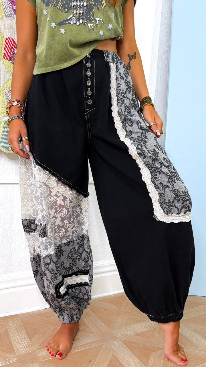 Hempstead Patchwork Joggers, Black