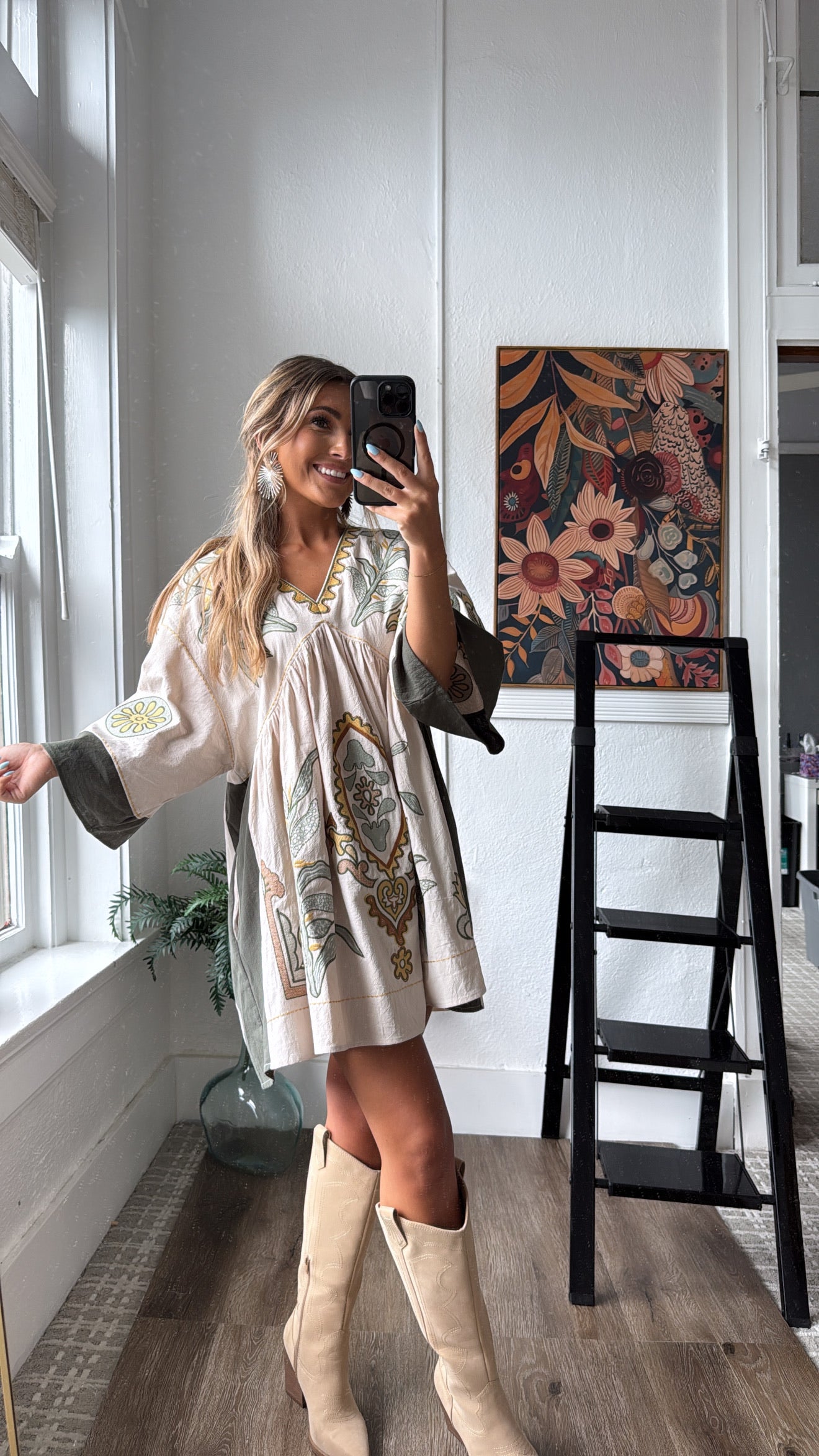 Vintage Love Boho Embroidered Mini Dress, Ivory – Everyday Chic