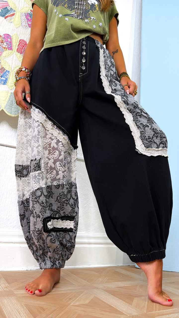 Hempstead Patchwork Joggers, Black