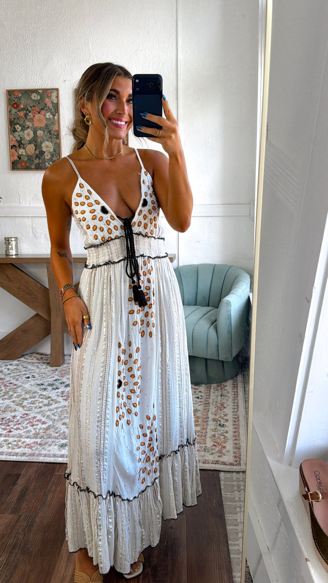 Smokey Petal Maxi Dress, Ivory Multi