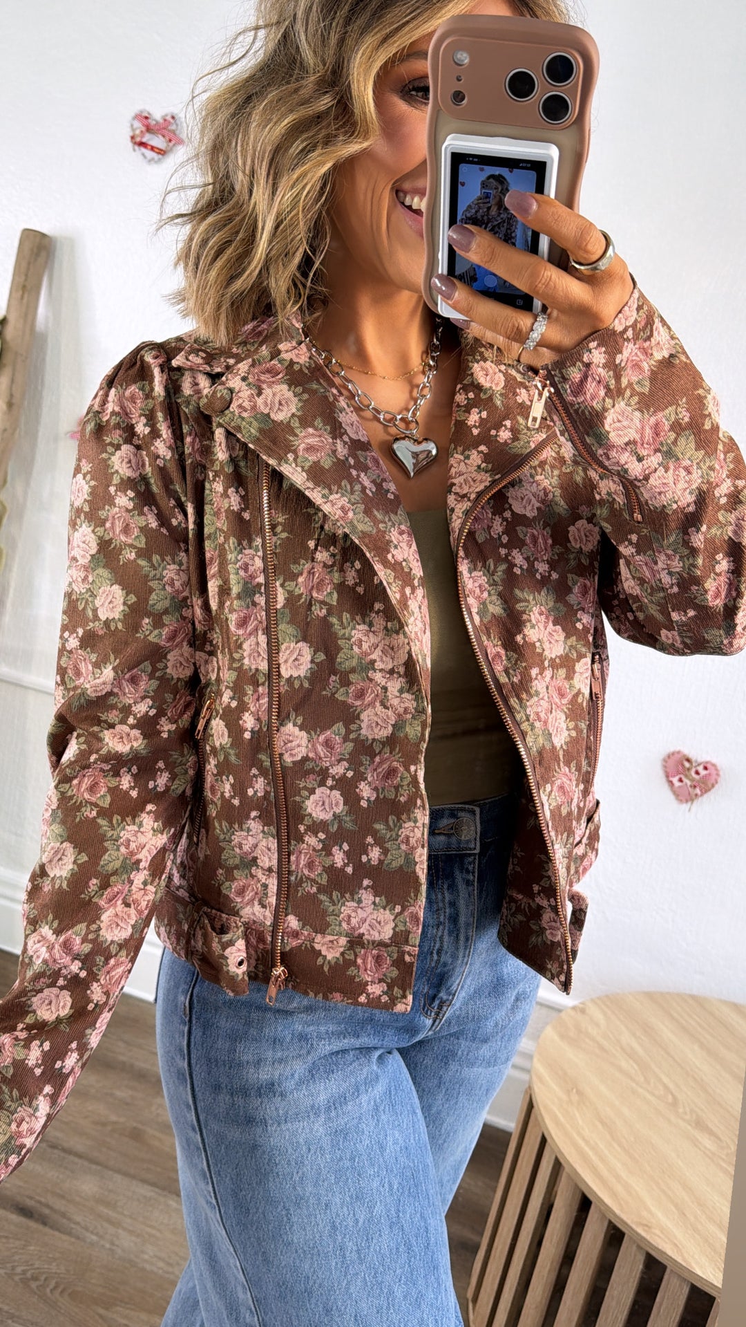 Bronze Blooms Blazer, Brown Combo