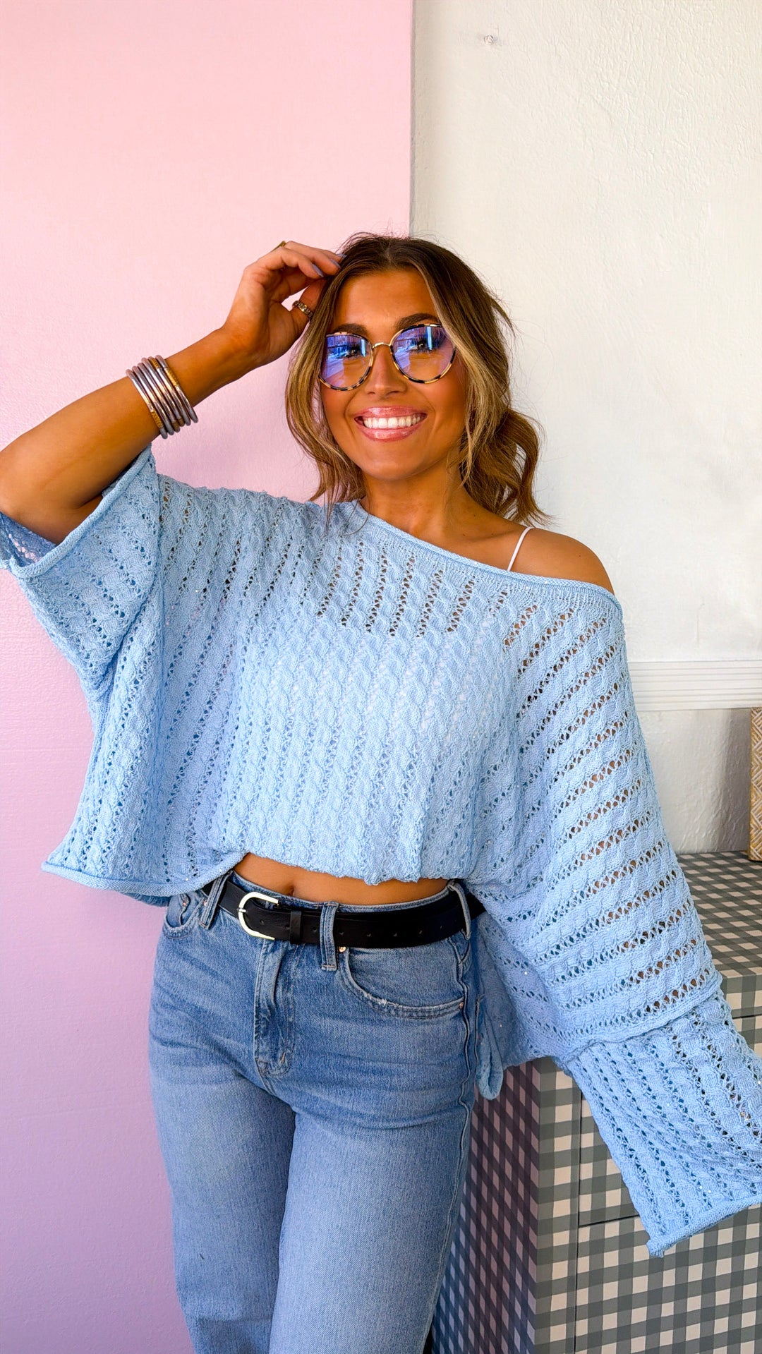 Luminous Sky Knit Sweater, Sky Blue