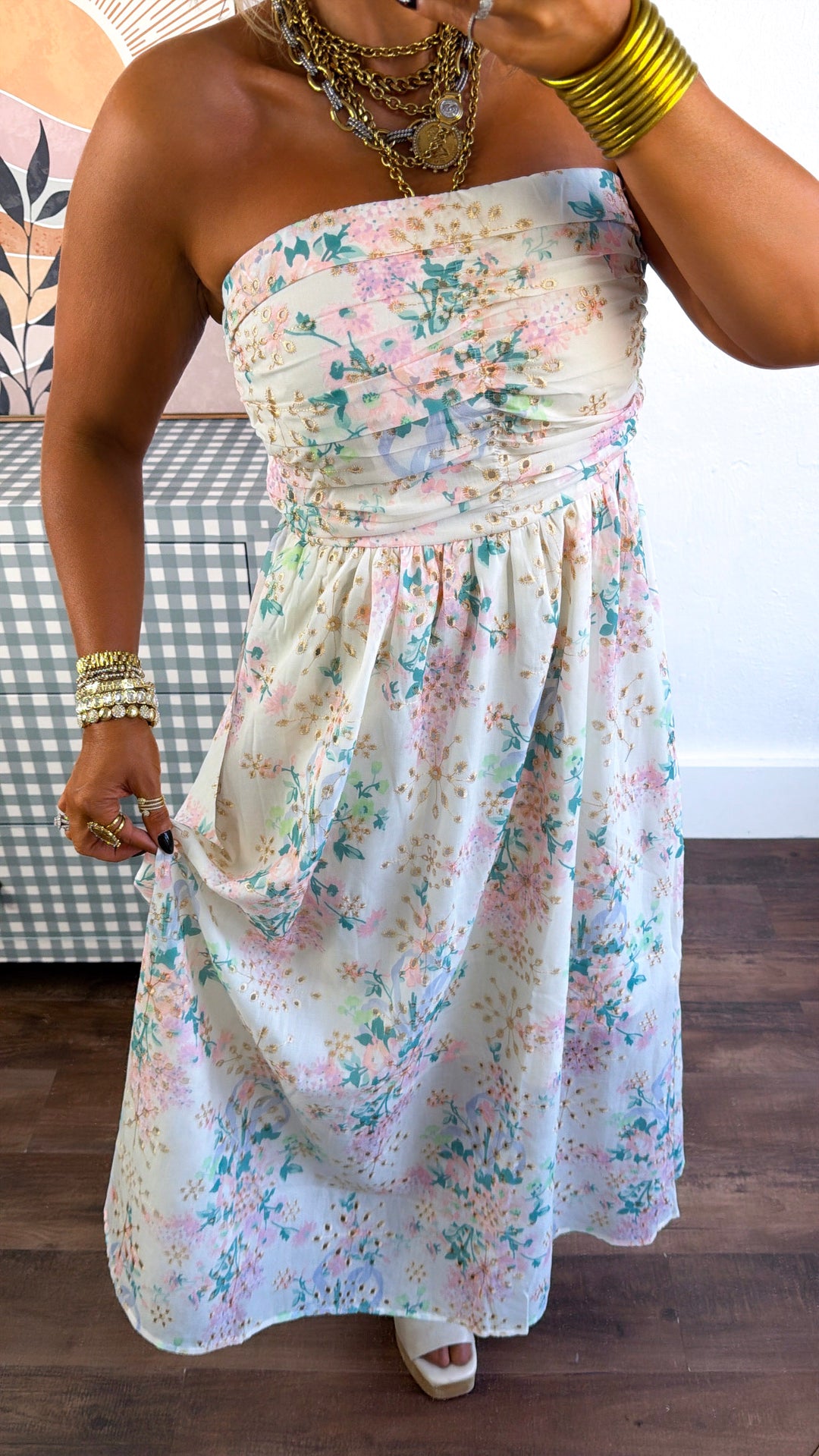 Blooming Springs Tube Top Midi Dress, Multi Everyday Chic Boutique Blooming Springs Tube Top Midi Dress, Multi Everyday Chic Boutique