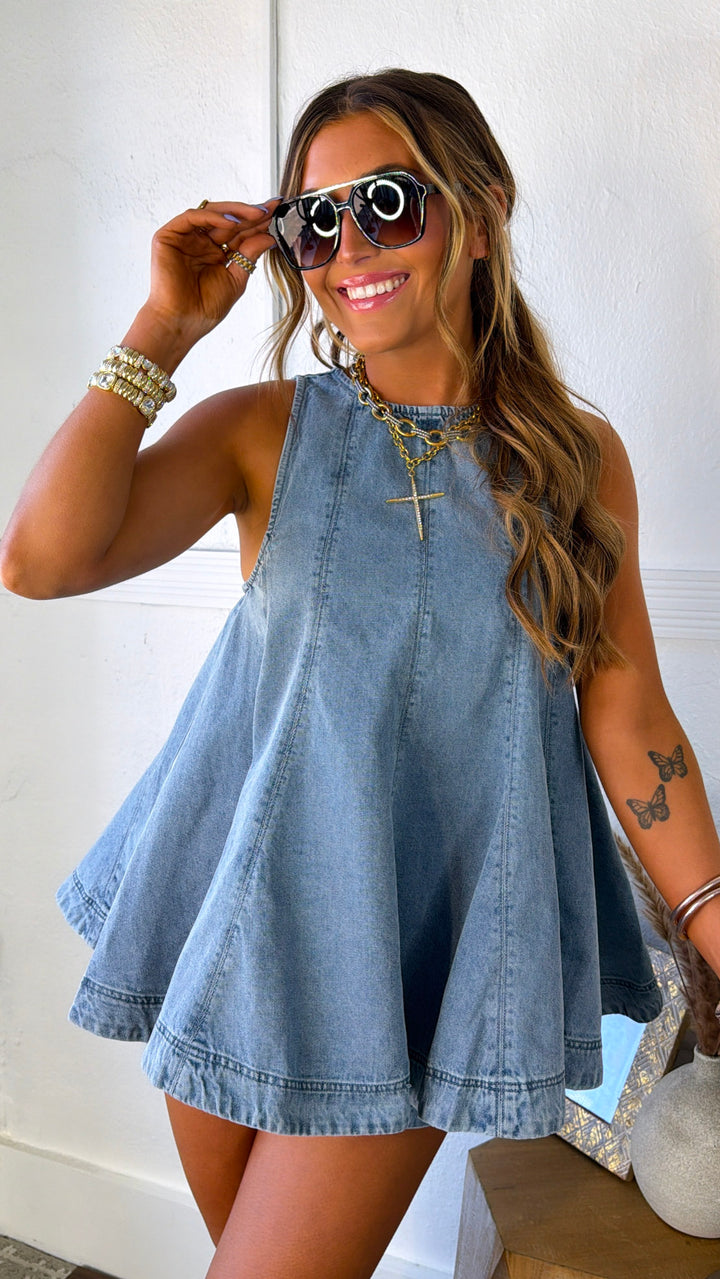 Blueberry Milk Denim Top, Denim