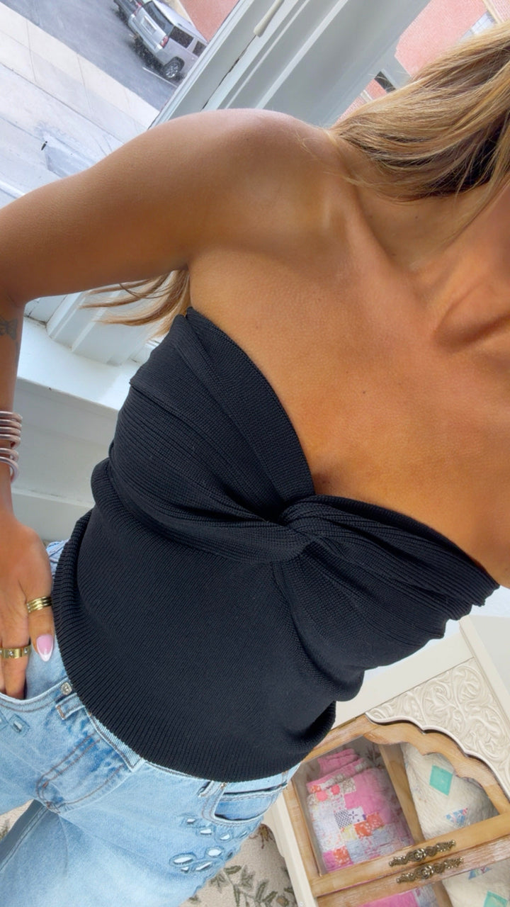 Angel Twist Tube Top, Black