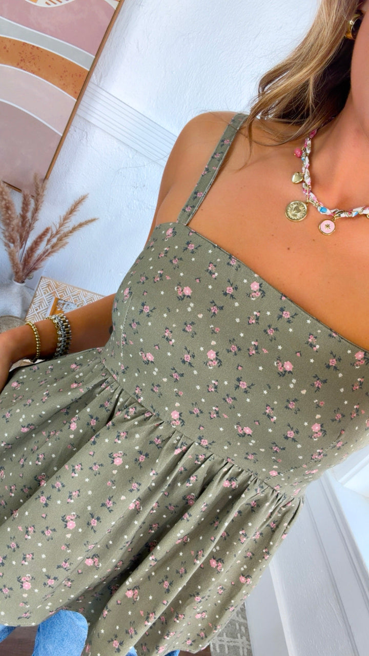 Whispering Rose Tank, Lt. Olive