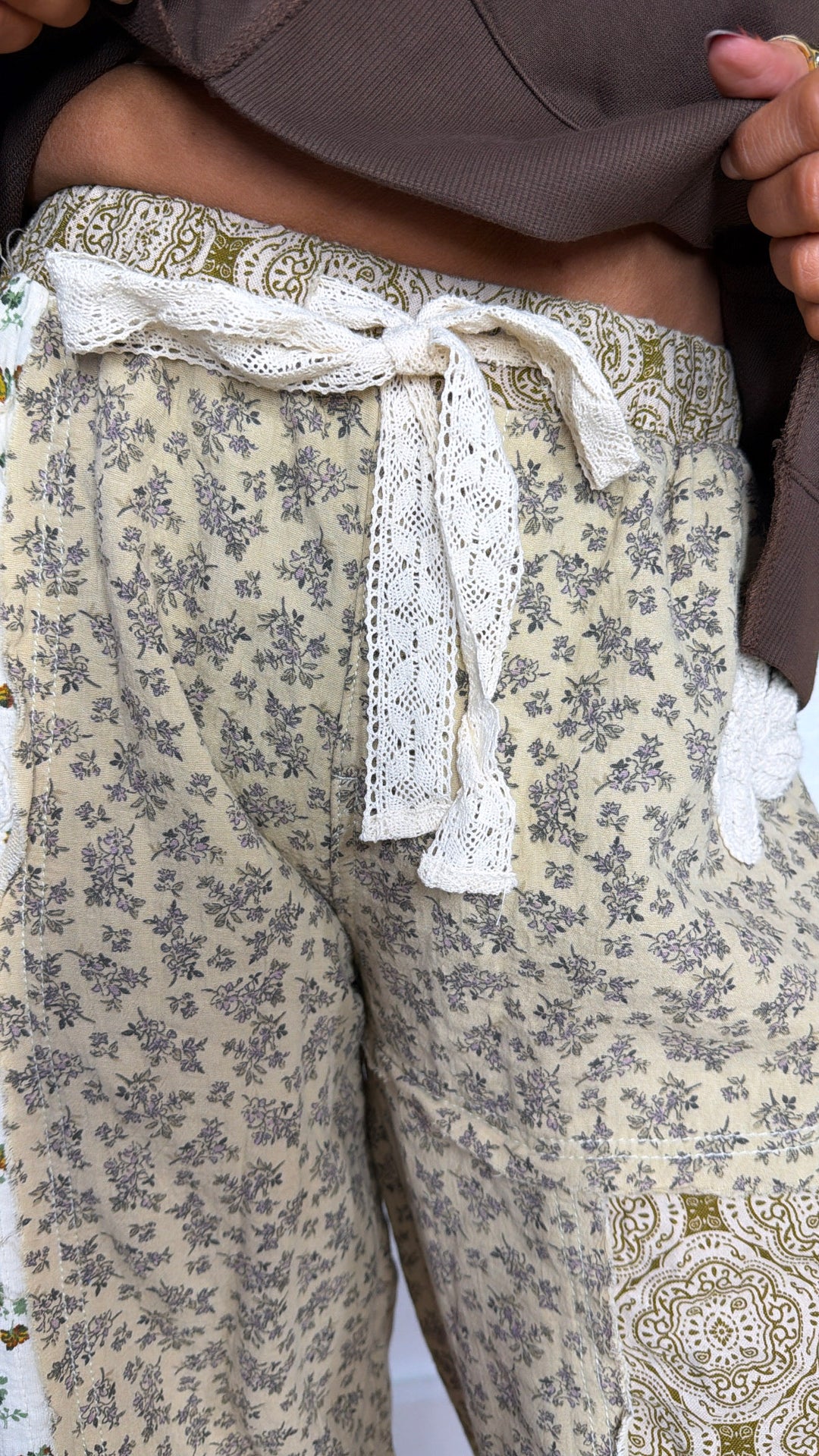 Petal Drape Jogger Pant, Sand Multi