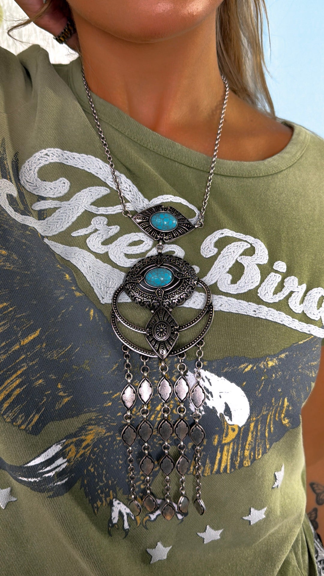 Evil Eye Fringe Necklace