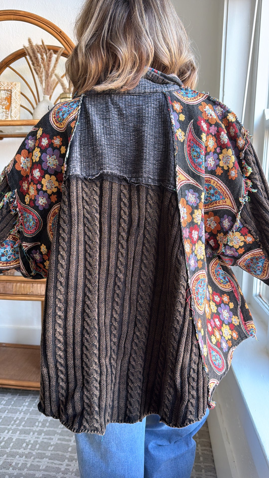 Celestial Paisley Cardigan, Black Multi