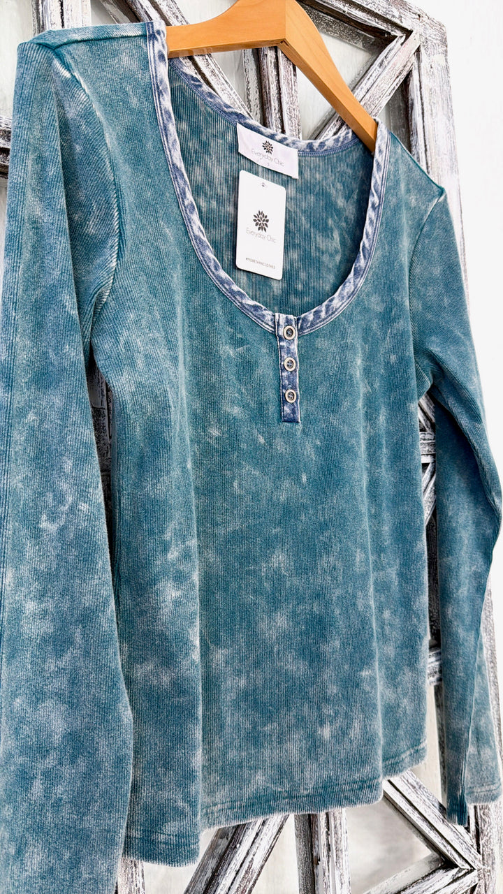 Washed Edge Long Sleeve, Washed Emerald