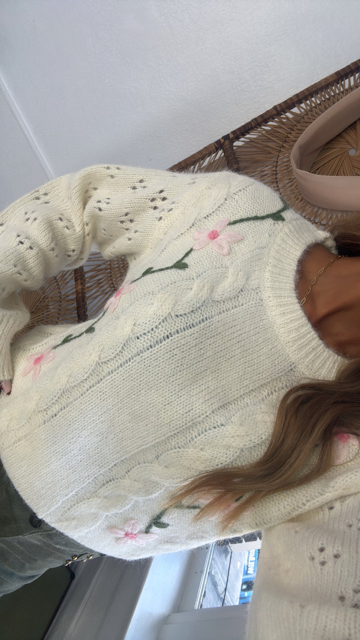 Soft Bloom Sweater, Powder Cream